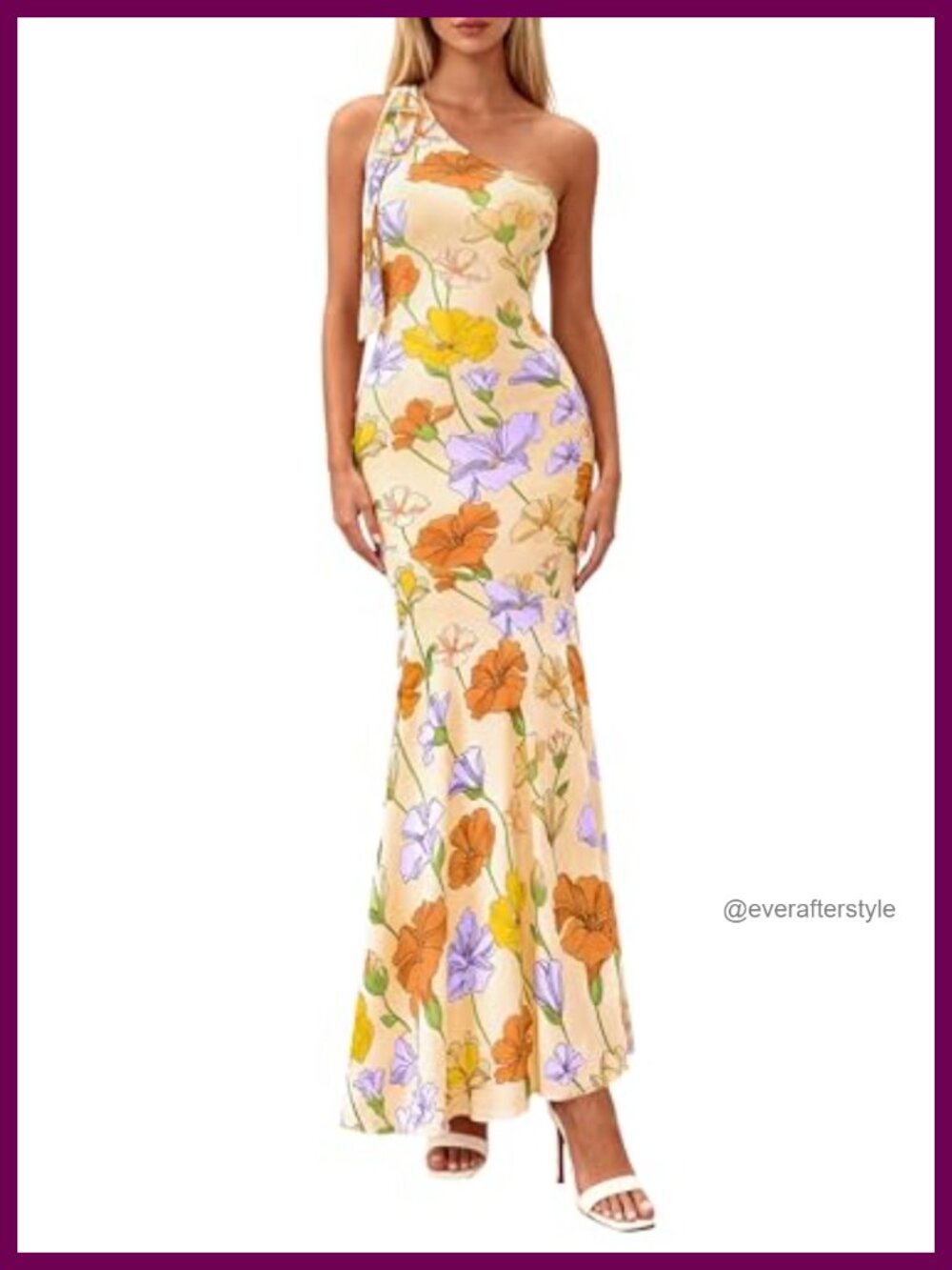PRETTYGARDEN Women's One Shoulder Maxi Dress Floral Sleeveless Bodycon Mesh